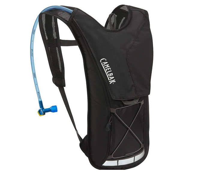 Billede af en Camelbak rygsæk som typisk bruges til at have med på de længere cykelture. Nem og hurtig måde at få vand på - og samtidig en god måde at opbevare ekstra småting i.